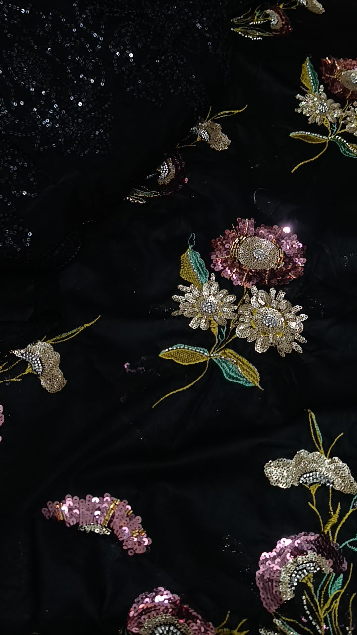 Buy 3Pc Twin Sequence Black Lawn Online at Shopping Karado - Premium Quality Unstitched Suit