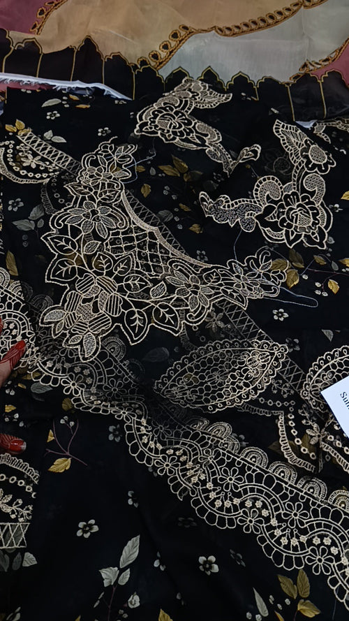 Buy 3Oc Black Chanda Lawn Online at Shopping Karado - Premium Quality Unstitched Suit