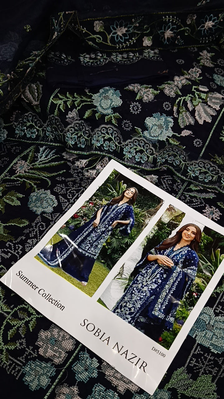 Buy 3Pc Maya Blue Lawn Online at Shopping Karado - Premium Quality Unstitched Suit
