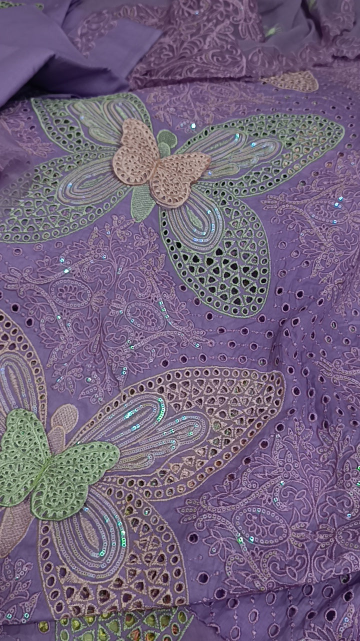 Buy 3Pc Shahi Butterfly Lilac Lawn Online at Shopping Karado - Premium Quality Unstitched Suit