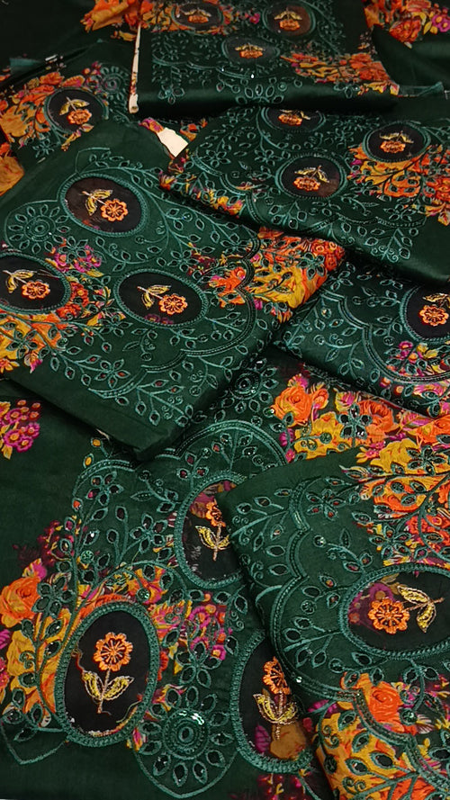 Buy 3Pc Green Paan Lawn Online at Shopping Karado - Premium Quality Unstitched Suit