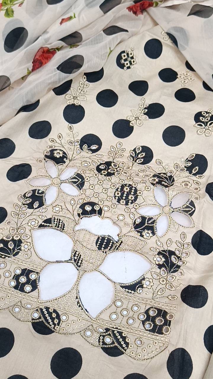 Buy 3Pc Skin Polka Lawn Online at Shopping Karado - Premium Quality Unstitched Suit