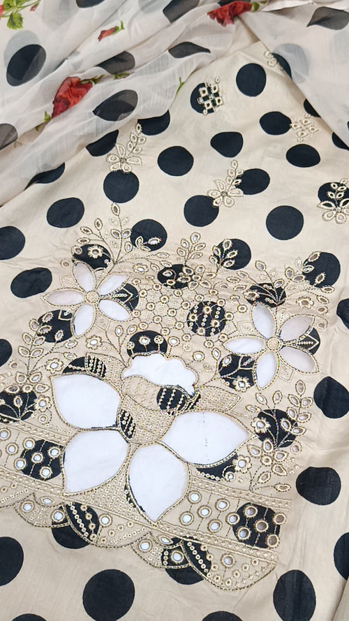 Buy 3Pc Skin Polka Lawn Online at Shopping Karado - Premium Quality Unstitched Suit