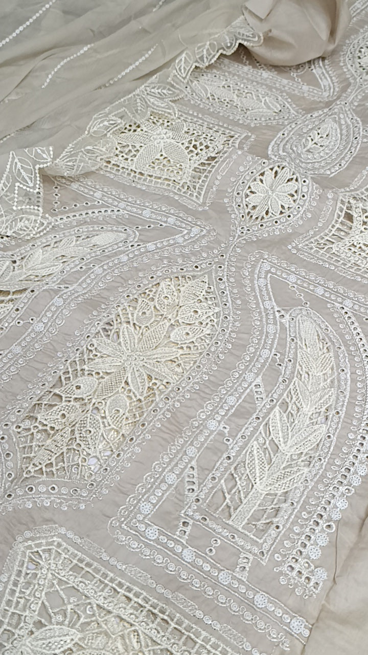 Buy 3Pc Koshisha White Lawn Online at Shopping Karado - Premium Quality Unstitched Suit
