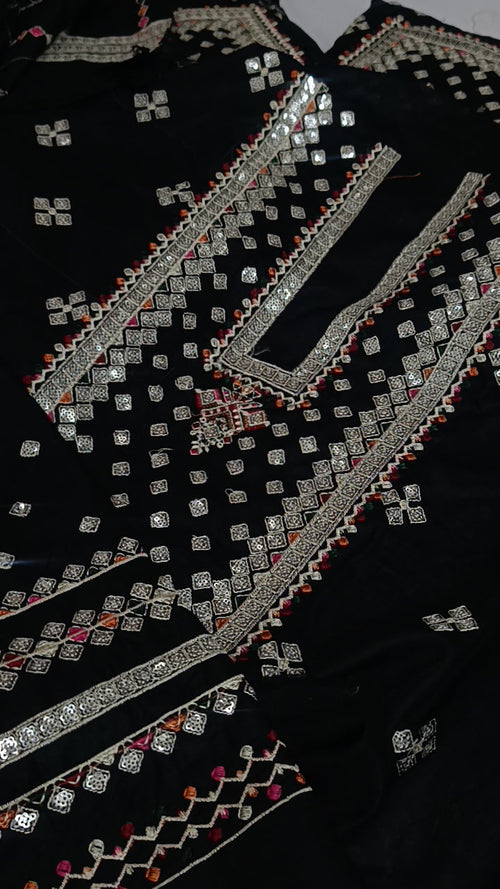 Buy 2Pc Sequence Farshi Black Lawn Online at Shopping Karado - Premium Quality Unstitched Suit