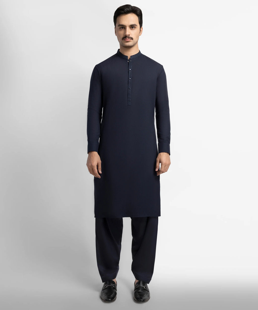midnight blue semi-formal kameez shalwar