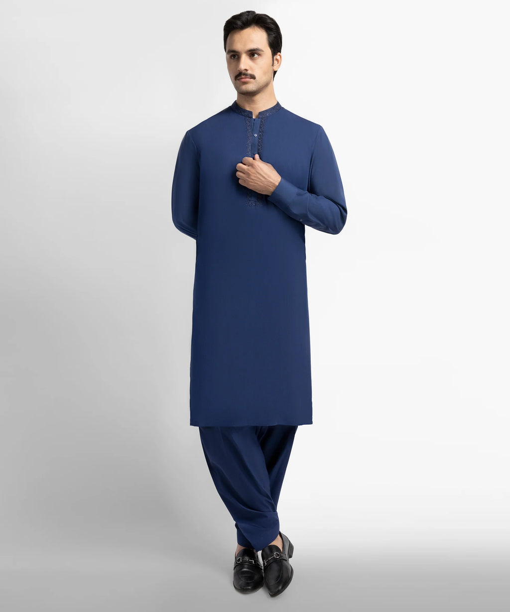 navy blue semi-formal kameez shalwar