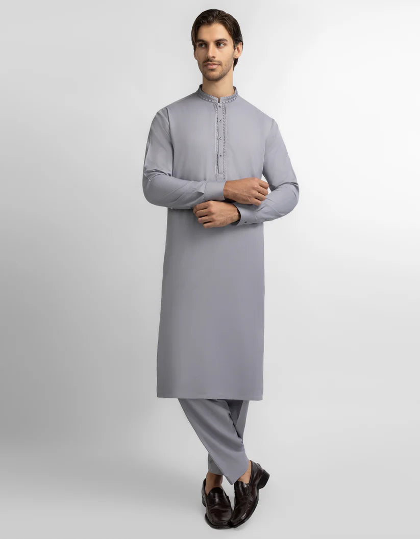 light grey semi-formal kameez shalwar