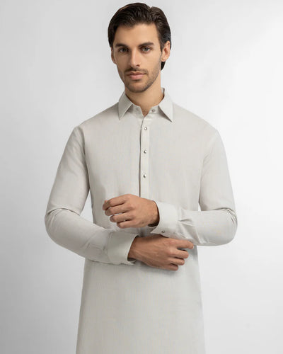 grey cotton linen plain kameez shalwar