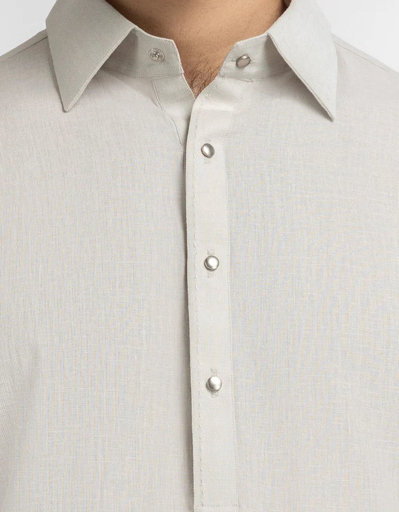 grey cotton linen plain kameez shalwar