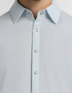 blue cotton linen plain kameez shalwar