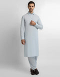 blue cotton linen plain kameez shalwar