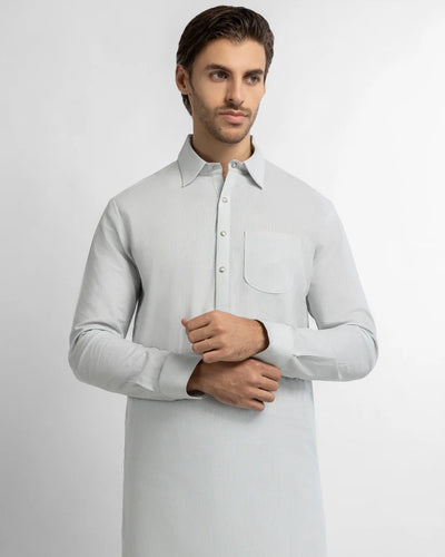 green cotton linen plain kameez shalwar