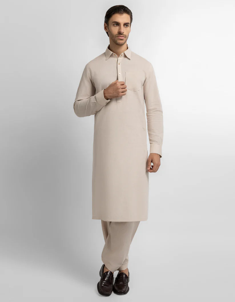 light peach plain kameez shalwar