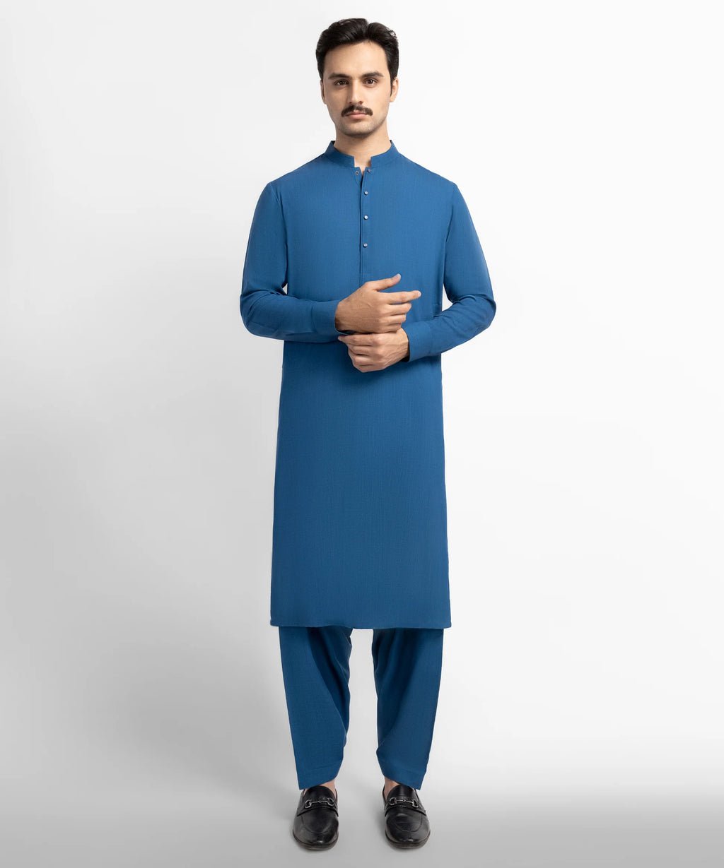 electric blue casual kameez shalwar
