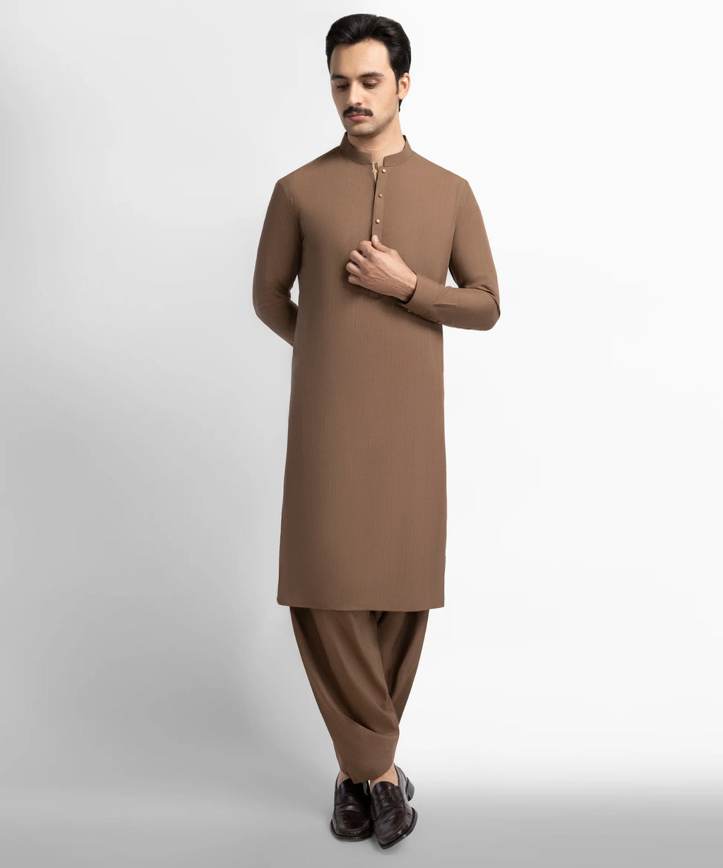 brown casual kameez shalwar