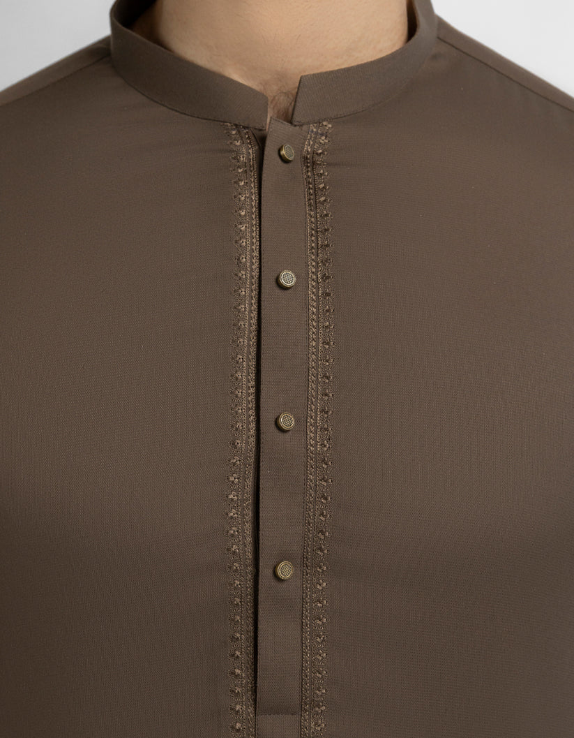 brown semi-formal kameez shalwar
