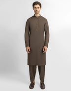 brown semi-formal kameez shalwar