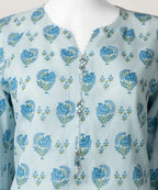 sky blue lawn printed stitched 3pc
