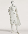 white dobby embroidered stitched 3pc