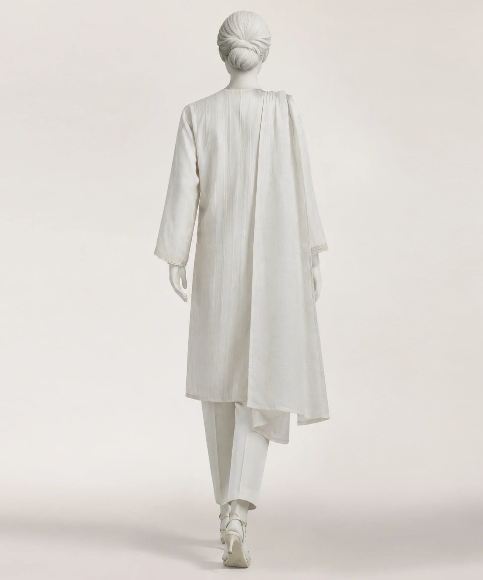 white dobby embroidered stitched 3pc
