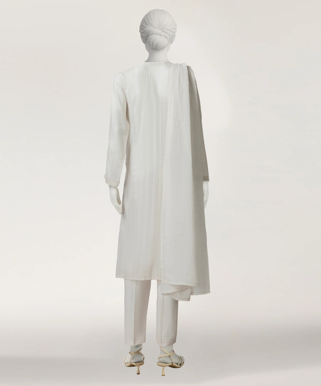 white dobby embroidered stitched 3pc
