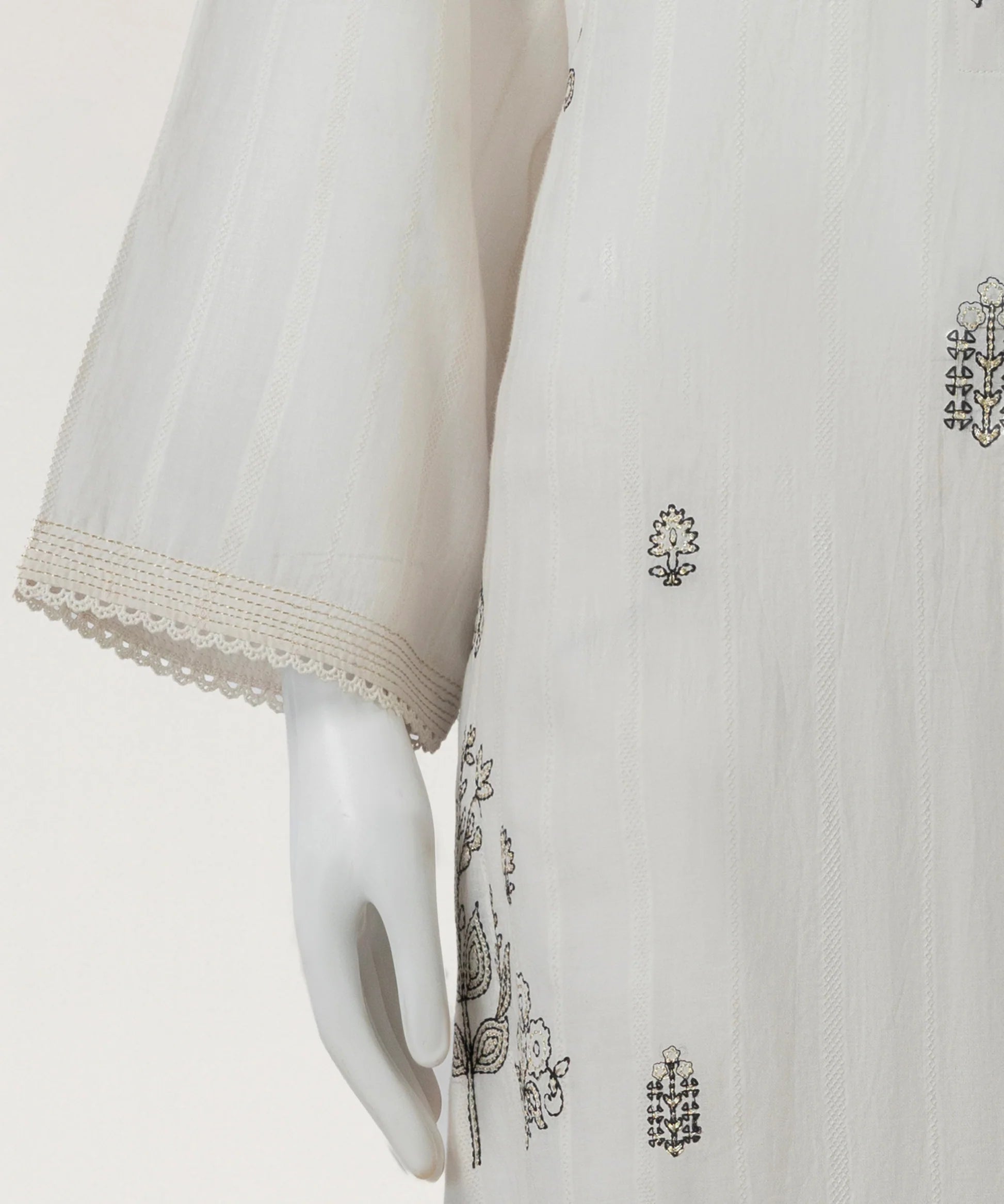 white dobby embroidered stitched 3pc