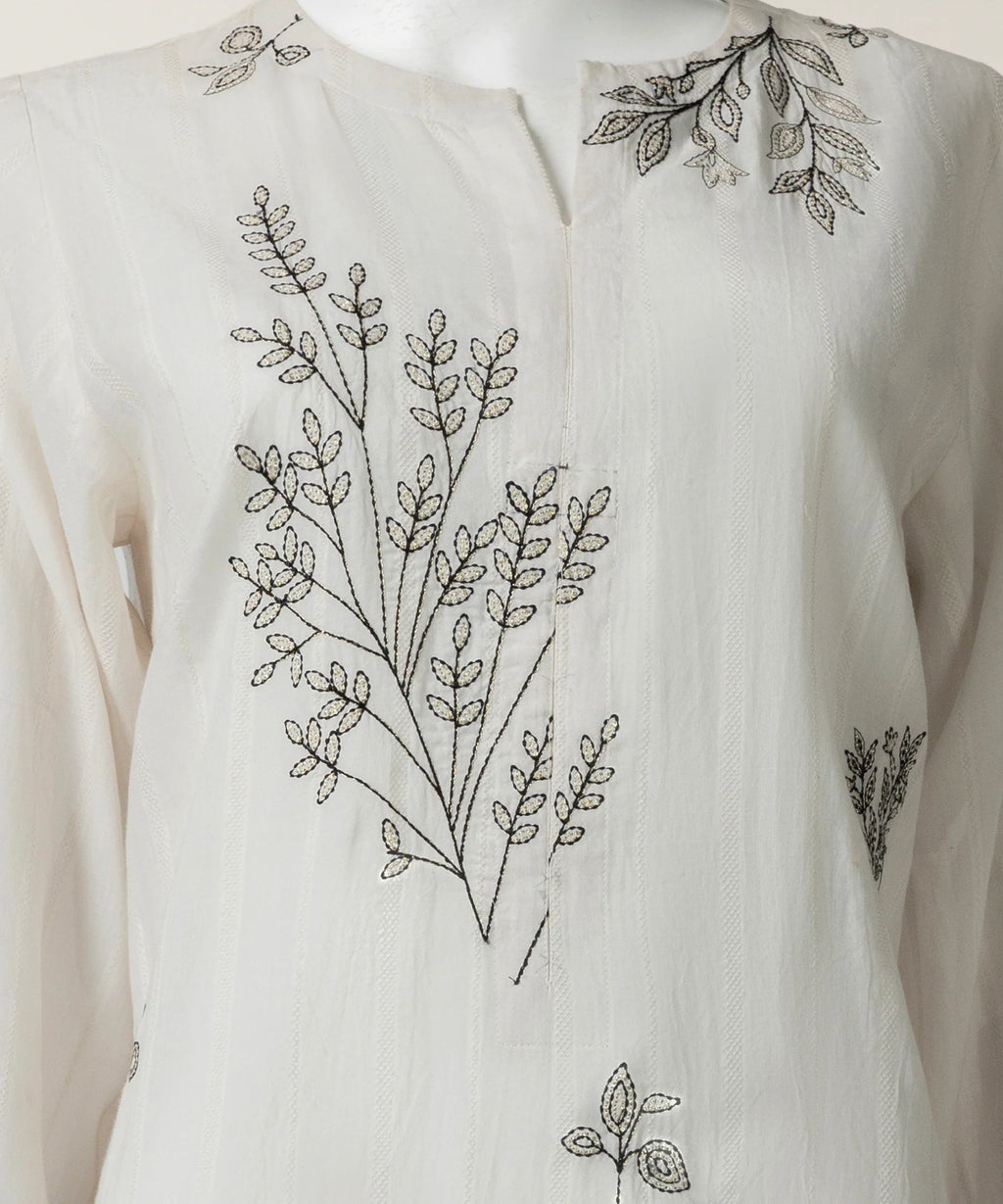 white dobby embroidered stitched 3pc