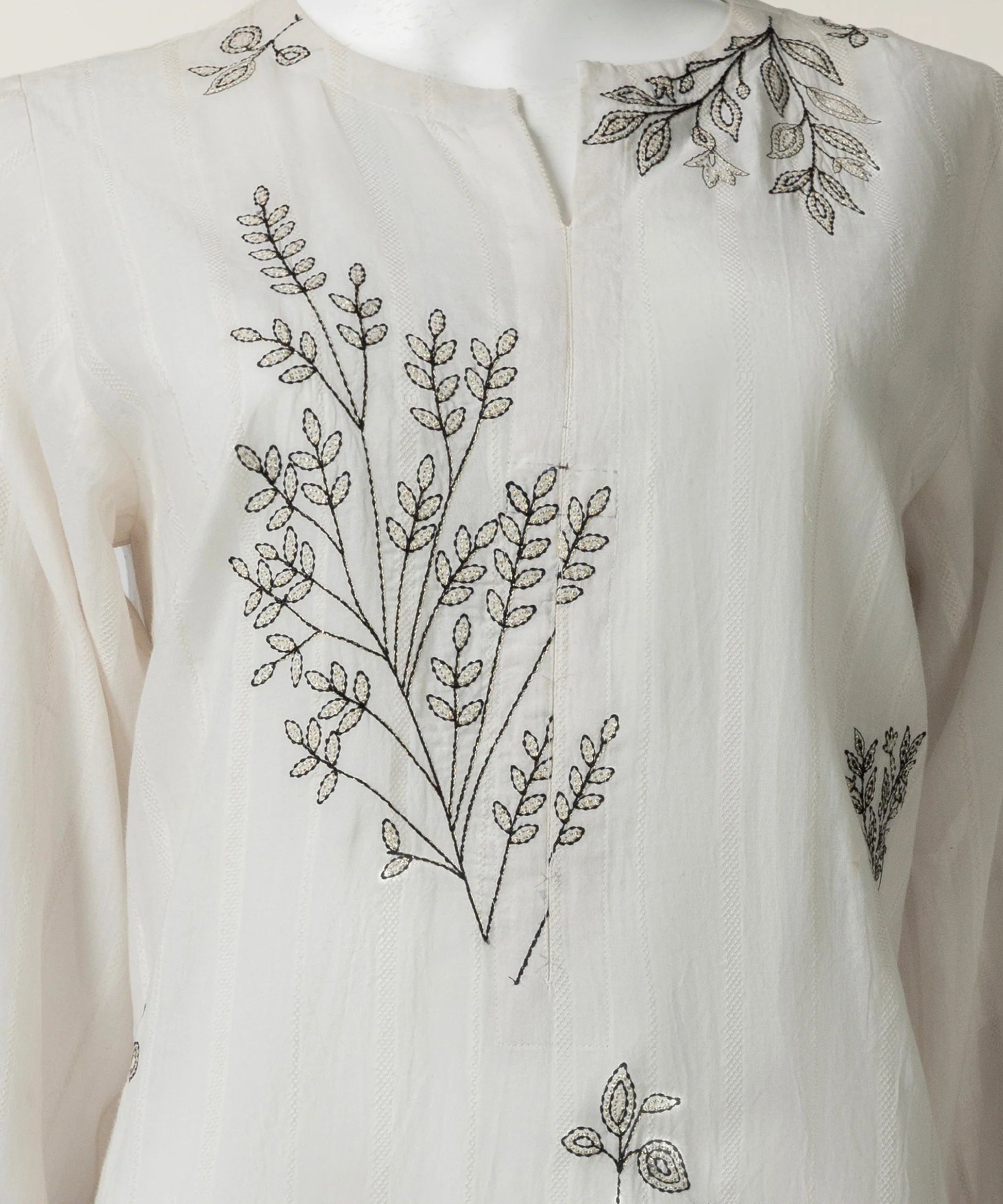 white dobby embroidered stitched 3pc
