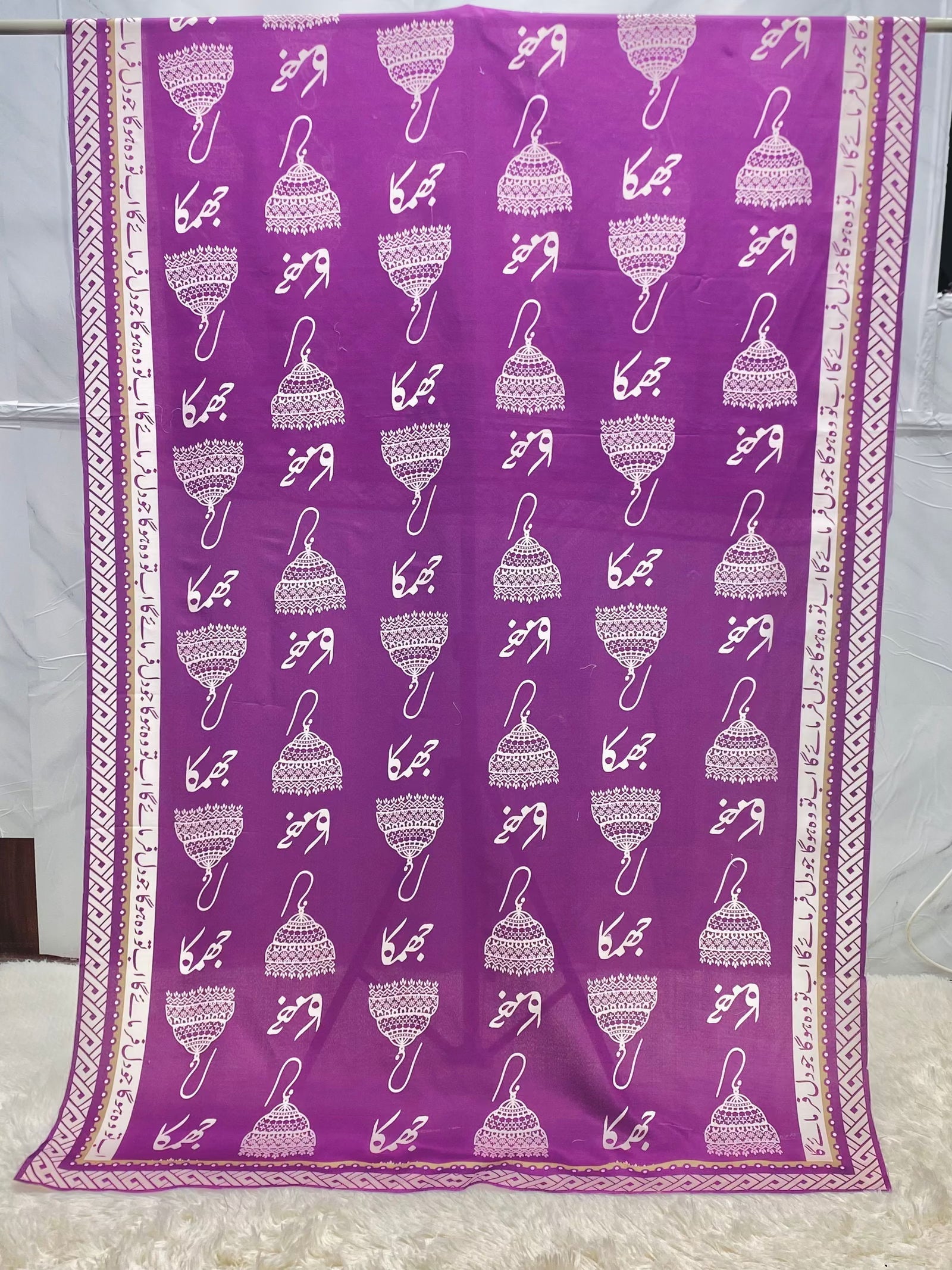 Jhumka Lawn Duppatta Black - Shopping Karado