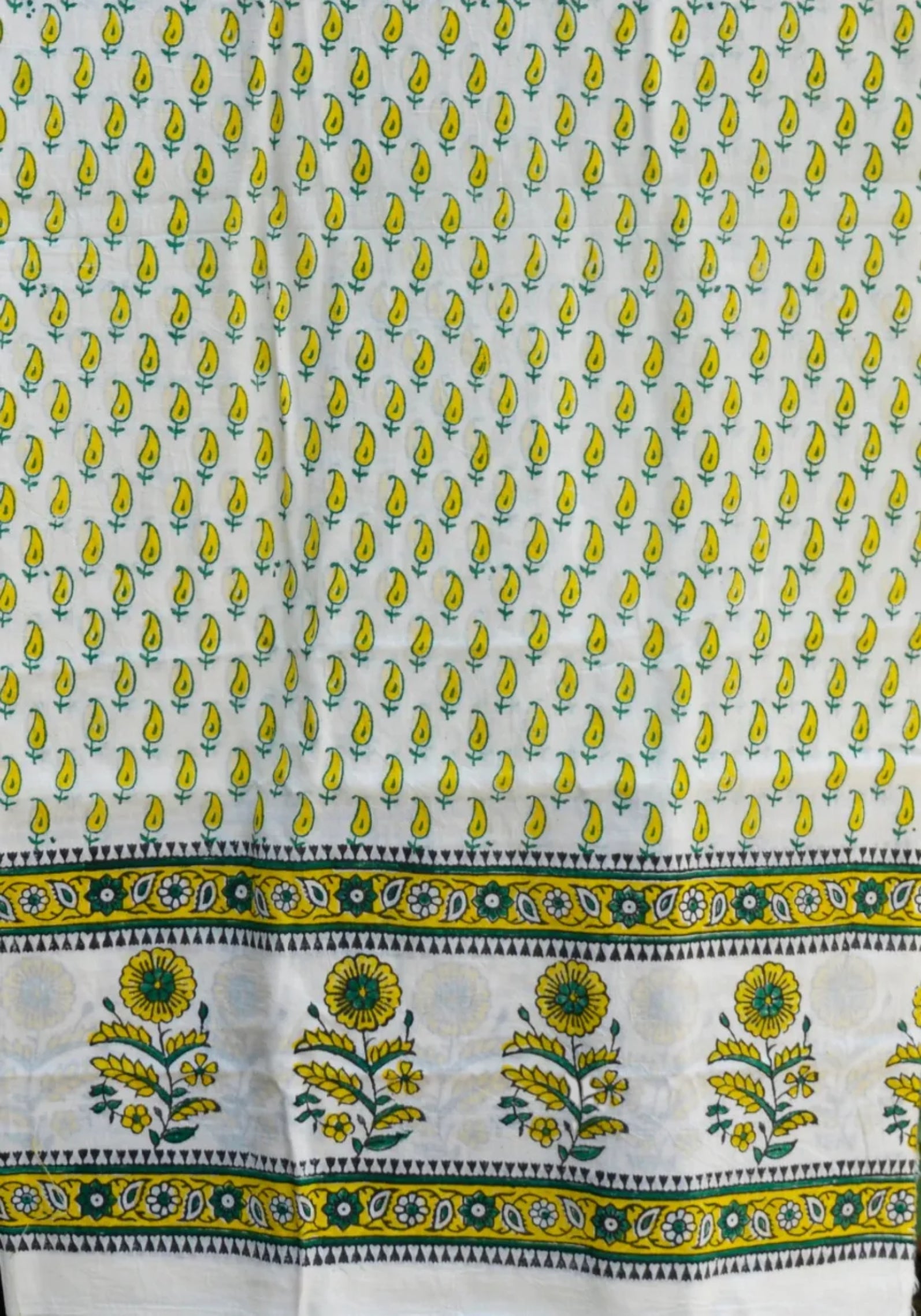 Hand Block Printed Kerry Kurta Fabric – Yellow (Unstitched)