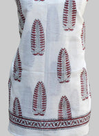 Maroon & White Hand Block Printed Cotton Two-Piece – Unstitched Shirt & Dupatta
