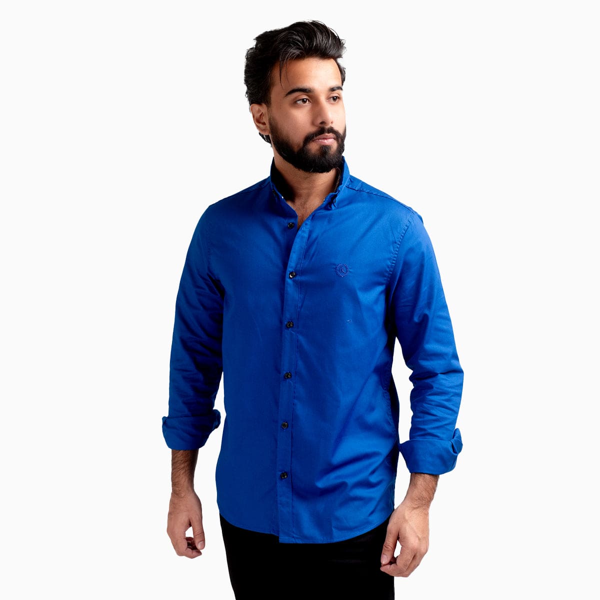 Men's Casual Shirt - Blue Shc-1976 Strech Fabric - Blue - View 3