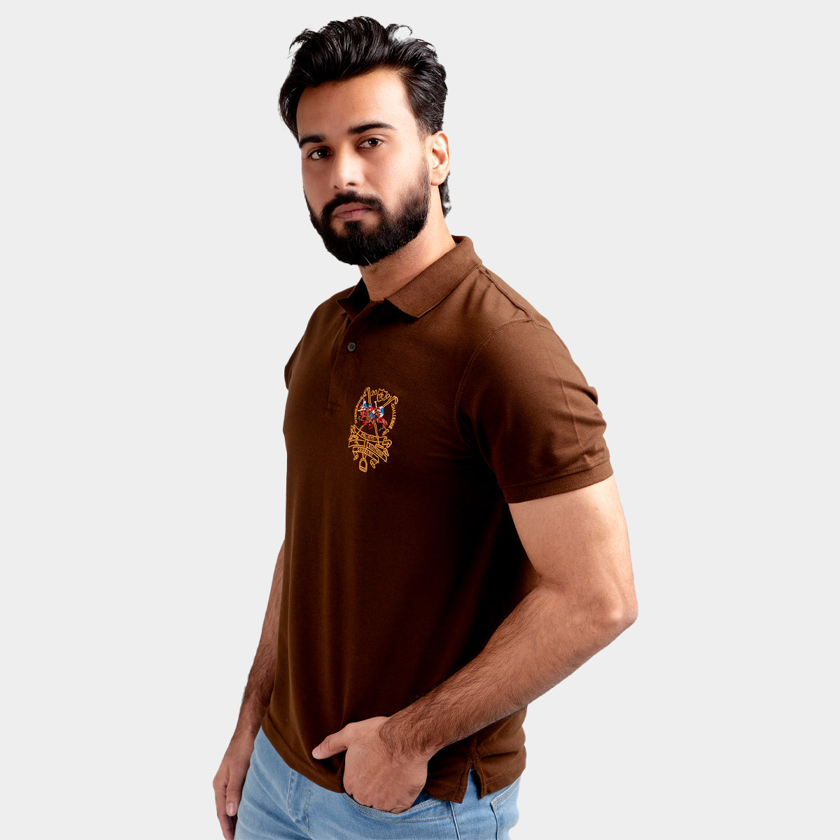 Men'S Polo T-Shirt Brown Tsh-5546 - Brown - View 2