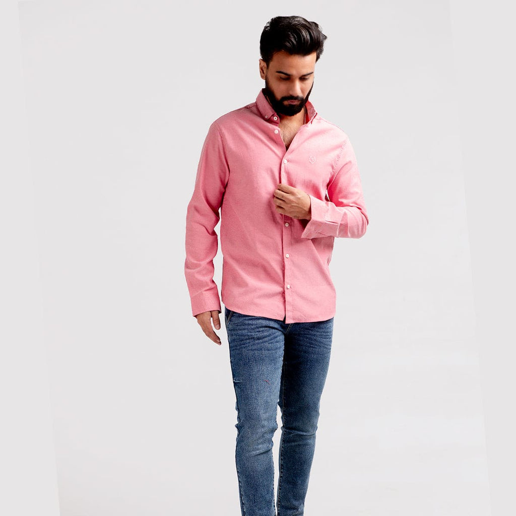 Men's Casual Textured Shirt - Pink Shc-1968 - Pink - View 1