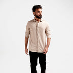 Men's Casual Textured Shirt - Beige Shc-1973 Strech Fabric - Beige - View 1
