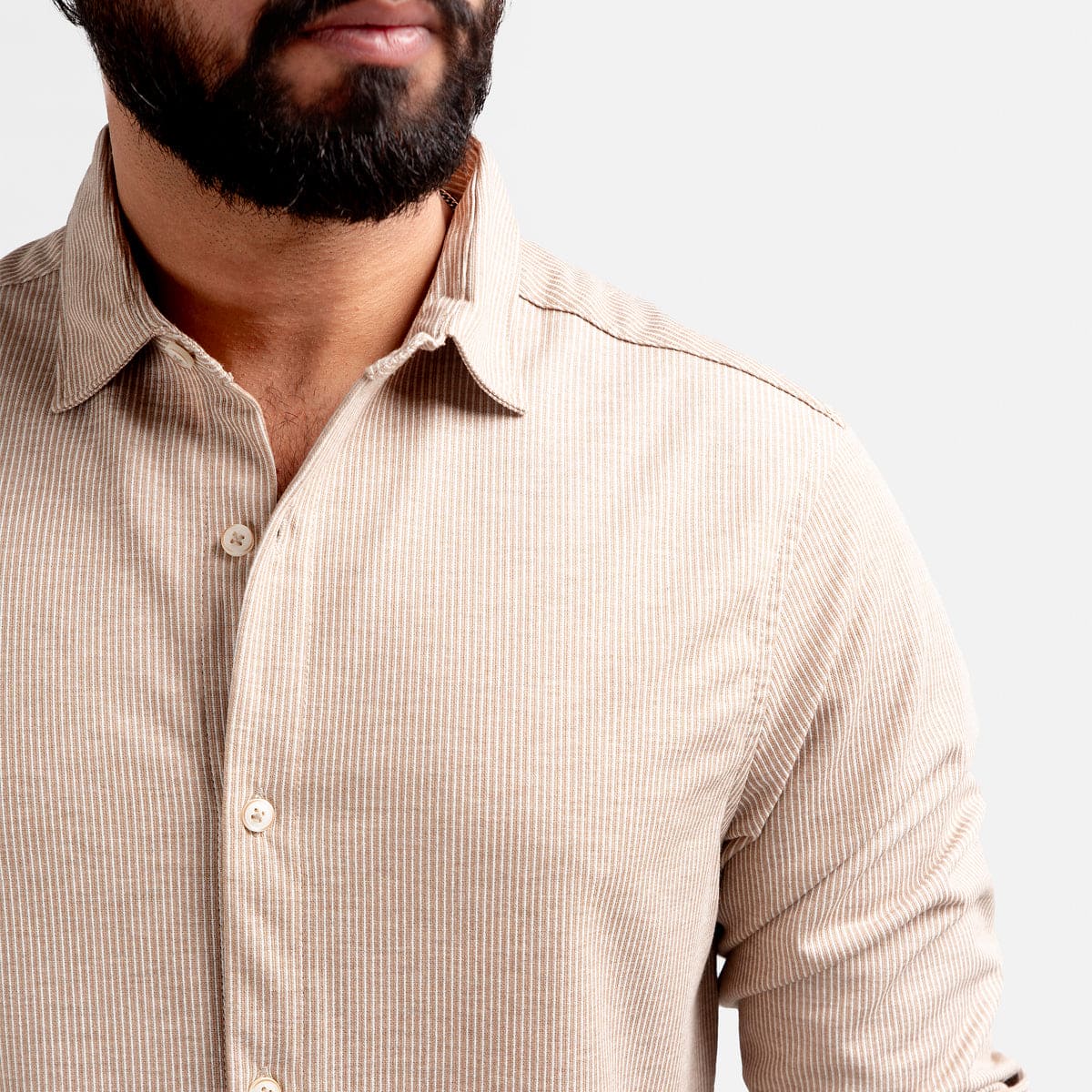Men's Casual Textured Shirt - Beige Shc-1973 Strech Fabric - Beige - View 3