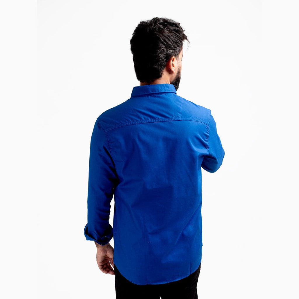 Men's Casual Shirt - Blue Shc-1976 Strech Fabric - Blue - View 4