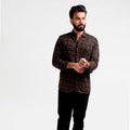 Men's Casual  - Brown Printed Shc-1973 Strech Fabric - Brown - View 1