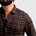 Men's Casual  - Brown Printed Shc-1973 Strech Fabric - Brown - View 2