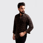 Men's Casual  - Brown Printed Shc-1973 Strech Fabric - Brown - View 4