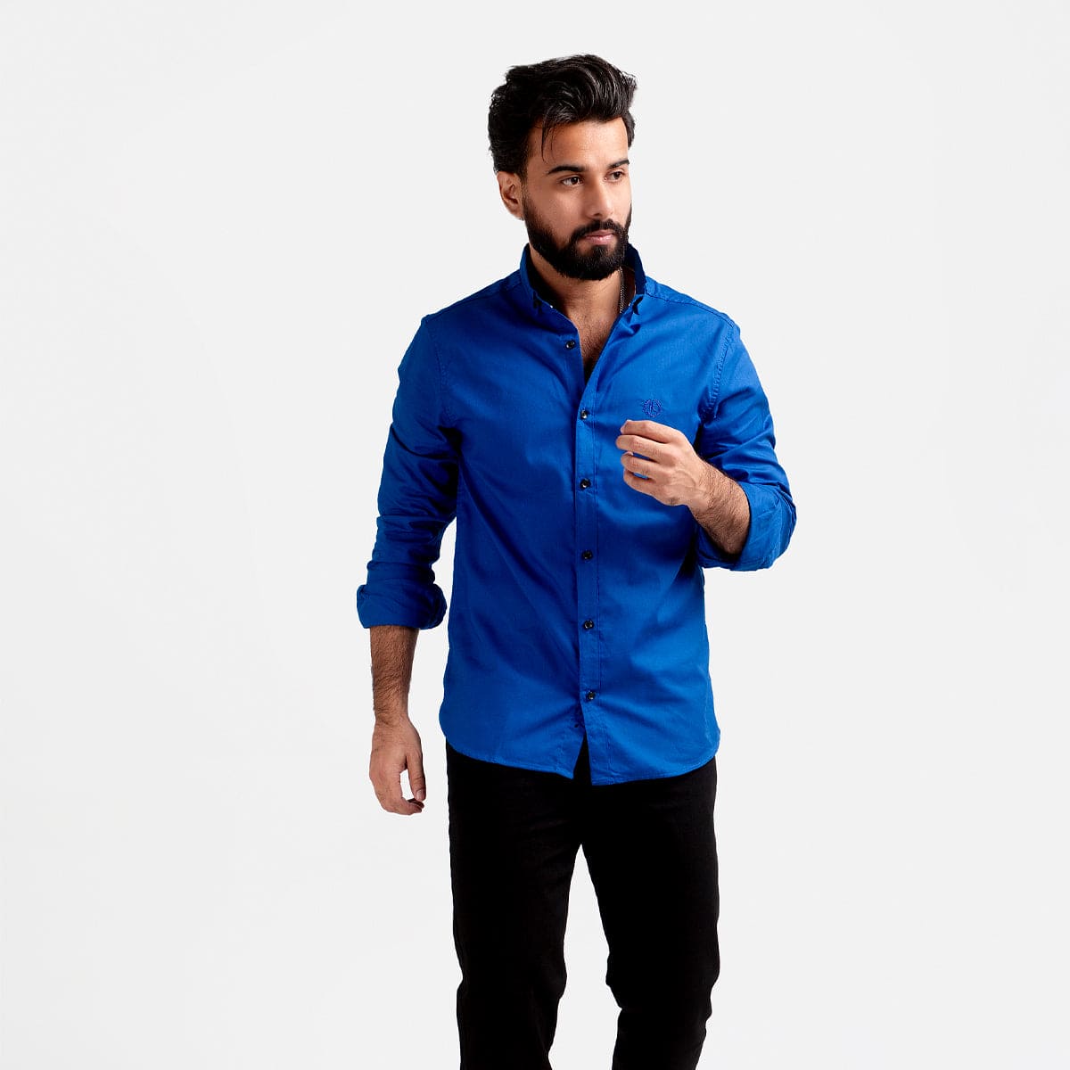 Men's Casual Shirt - Blue Shc-1976 Strech Fabric - Blue - View 1