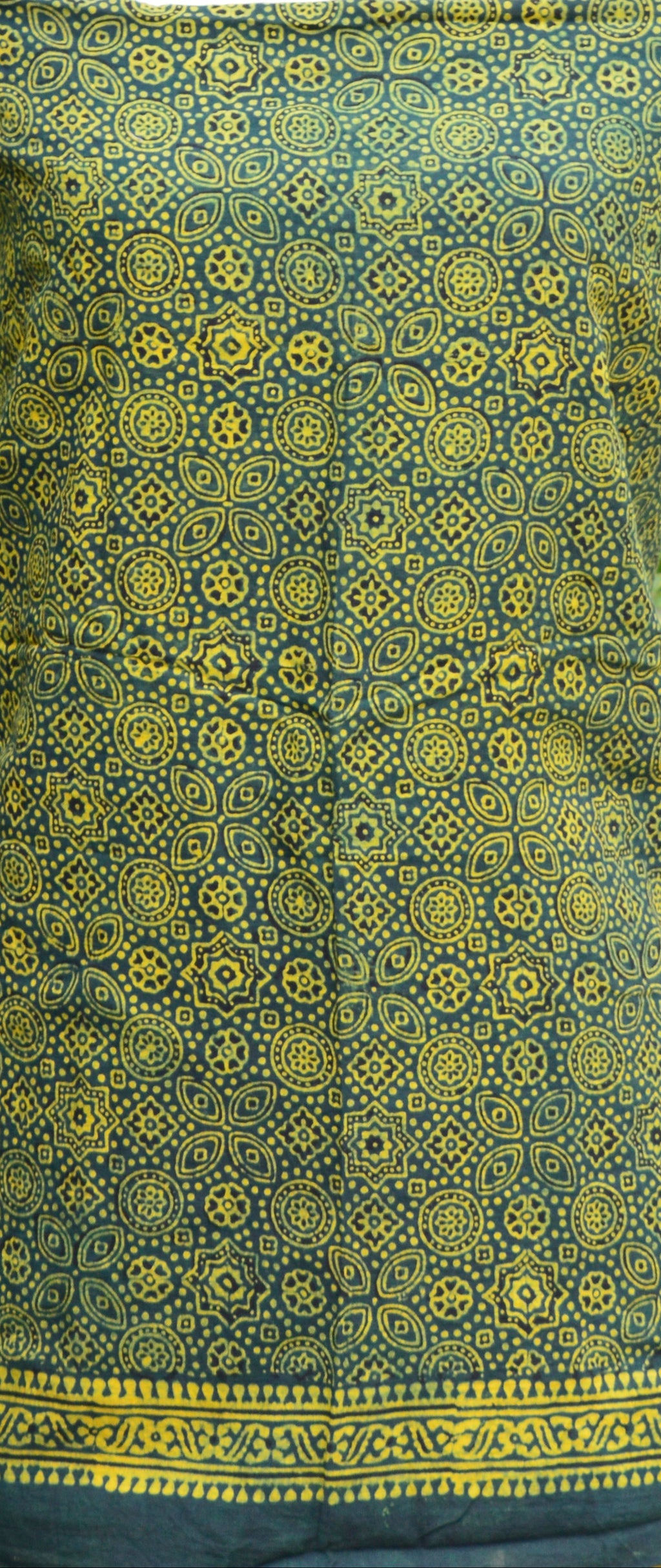 Organic Dye Ajrak Design Dress – Hand Block Printed Green Two-Piece Cotton Set