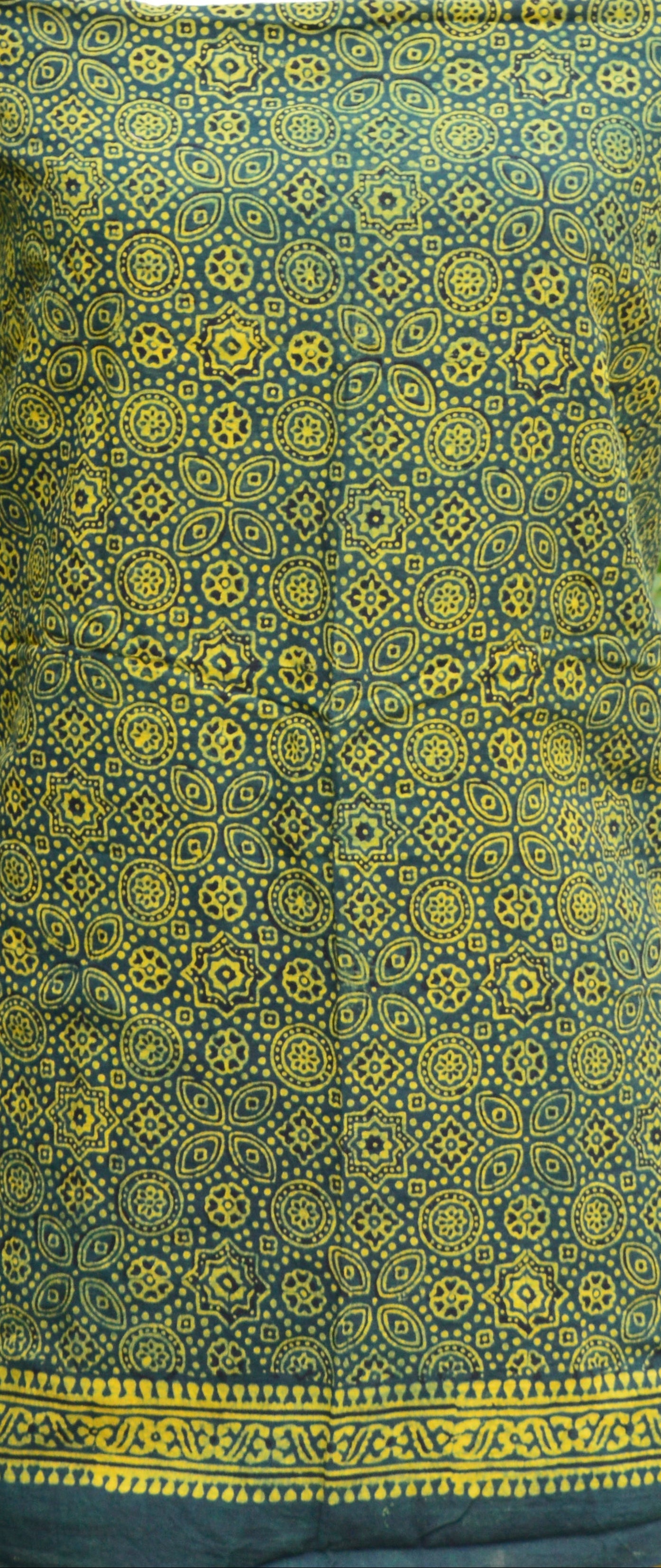 Organic Dye Ajrak Design Dress – Hand Block Printed Green Two-Piece Cotton Set
