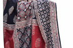 Organic Dye Hand Block Printed Ajrak Chaadar – Multi Blocks Design | Cotton Ajrak Chadar