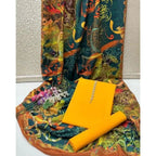 Rangeen Kataan Silk Suit - Yellow - Buy Online at Shopping Karado