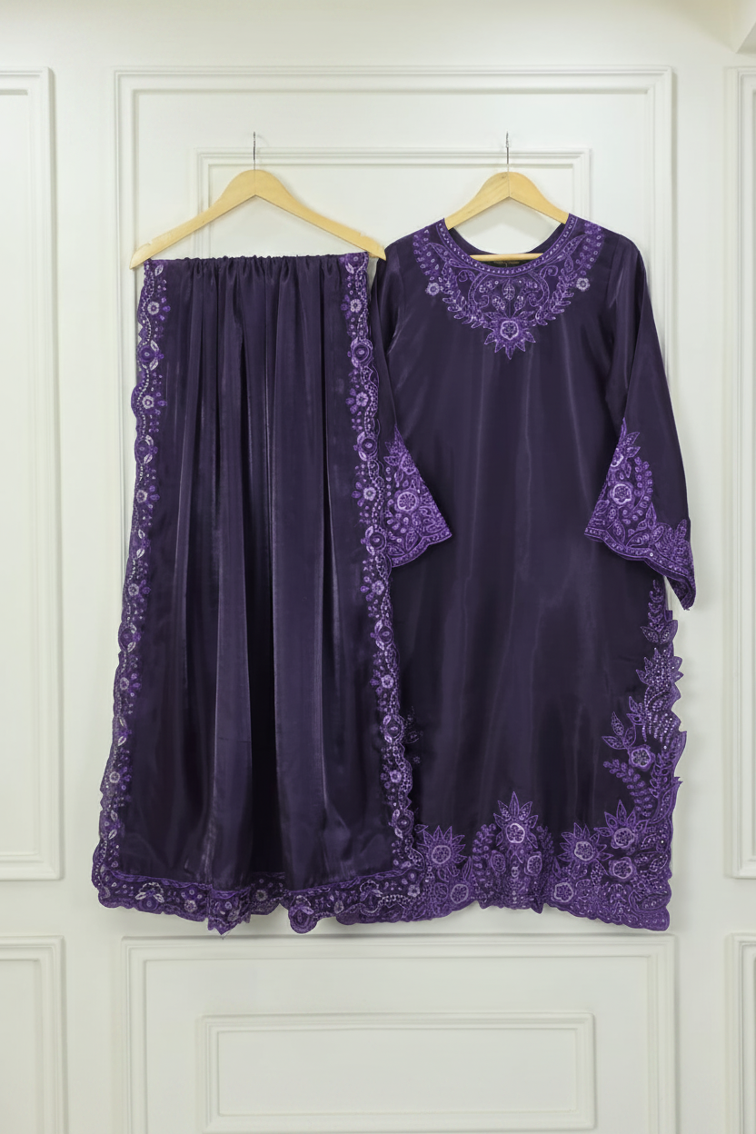 Three-piece Sheesha Silk Luxury Pret