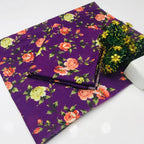 SastaaE 2 Pieces Unstitched Lawn All Over Flower Print Shirt & Trouser Black - Shopping Karado Pakistan