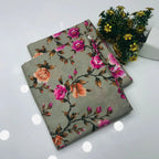 SastaaE 2 Pieces Unstitched Lawn All Over Flower Print Shirt & Trouser Black - Shopping Karado Pakistan