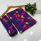 SastaaE 2 Pieces Unstitched Lawn All Over Leaf Print Shirt & Trouser - Dark Purple - Buy Online at Shopping Karado